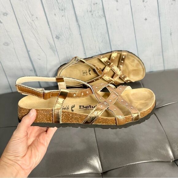 Betula metallic leather rhinestone studded strappy sandals size 41 - Picture 8 of 8